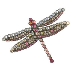 P2329 18KW Assorted Sapphire & Diamond Dragonfly Pendant