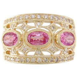 L2332 18KT Pink Sapphire & Diamond Ring