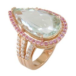 L2336 18KR Chrys O'Beryl, Pink Sapphire, & Diamond Ring