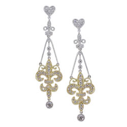 E2348 18KW/KT Diamond Fleur de Lis Earrings
