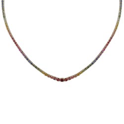 N2400 14KT Rainbow Sapphire Tennis Necklace
