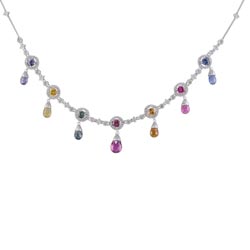 N2426 18KW Assorted Sapphire & Diamond Necklace