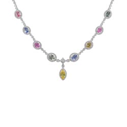 N2428 18KW Assorted Sapphire & Diamond Necklace