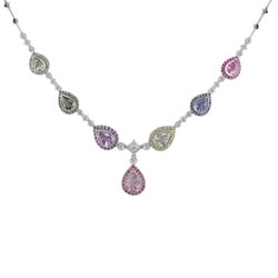 N2438 18KW Assorted Sapphire & Diamond Necklace