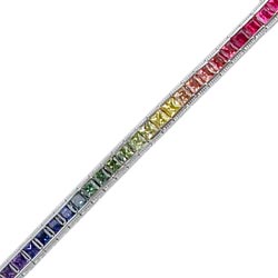 B2441 18KW Rainbow Sapphire Tennis Bracelet