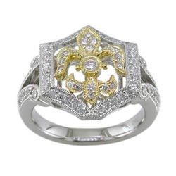 L2463 18KT/KW Diamond Fleur de Lis Ring