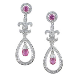 E2471 18KW Pink Sapphire & Diamond Earrings