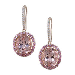 E2484 18KR Morganite, Pink Sapphire & Diamond Earrings