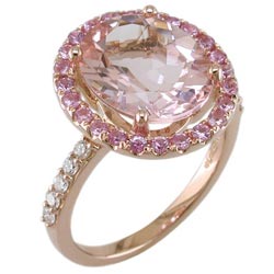 L2528 18KR Morganite, Pink Sapphire & Diamond Ring