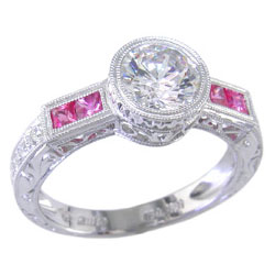 L0269 18KW Diamond and Pink Sapphire Semimount