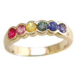 L0307 18KT Rainbow Sapphire and Diamond Ring