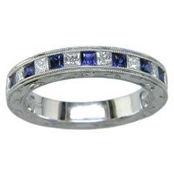 L0336 18KW Sapphire and Diamond Band