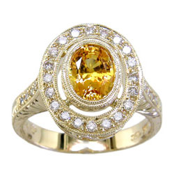 L0356 18KT Yellow Sapphire & Diamond Ring