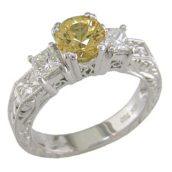 L0401 18KW Yellow Sapphire & Diamond Ring
