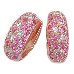 E0460 18KR Pink Sapphire and Diamond Earrings