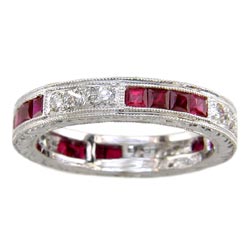 L0516 18KW Ruby and Diamond Eternity Band