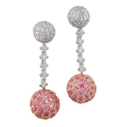 E0525 18KW/KR Pink Sapphire & Diamond Earrings