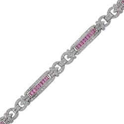B0536 18KW Pink Sapphire & Diamond Bracelet