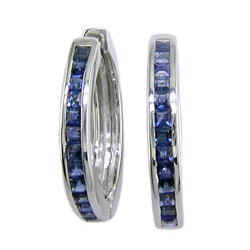 E0540 18KW Sapphire Hoop Earrings