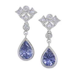 E0685 18KW Sapphire & Diamond Earrings
