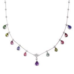 N0685 18KW Assorted Sapphire & Diamond Necklace