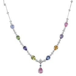 N0694 18KW Assorted Sapphire and Diamond Necklace