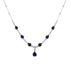 N0694 18KW Sapphire and Diamond Necklace