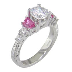 L0695 18KW Diamond and Pink Sapphire Semimount