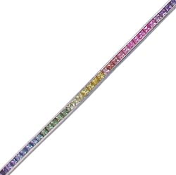 B0734 18KW Pastel Rainbow Sapphire Tennis Bracelet