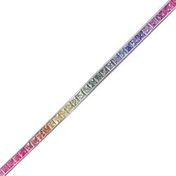 B0741 18KW Pastel Rainbow Sapphire Tennis Bracelet