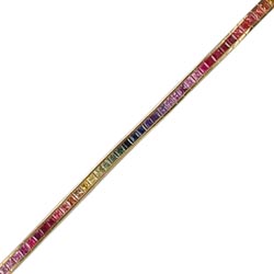 B0742 18KT Rainbow Sapphire Tennis Bracelet