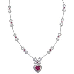 N0790 18KW Pink Sapphire and Diamond Necklace