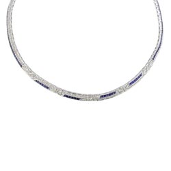 N0791 18KW Sapphire and Diamond Necklace