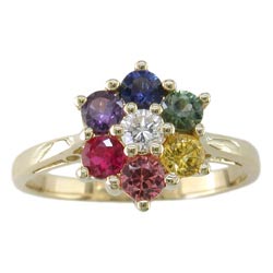 L0834 18KT Rainbow Sapphire Ring