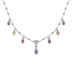 N0861 18KW Assorted Sapphire & Diamond Necklace