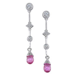 E0861 18KW Pink Sapphire and Diamond Earrings