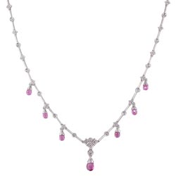 N0861 18KW Pink Sapphire and Diamond Necklace