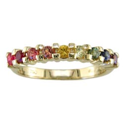 L0915 18KT Rainbow Sapphire Ring