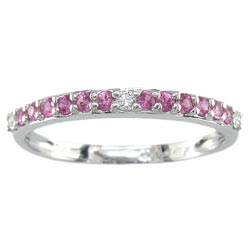 L0945 18KW Pink Sapphire and Diamond Band