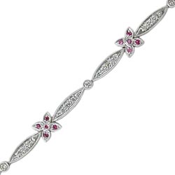 B0970 18KW Pink Sapphire & Diamond Bracelet