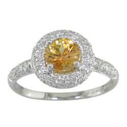 L0975 18KW Yellow Sapphire & Diamond Ring