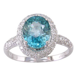L0975 18KW Zircon & Diamond Daisy Ring